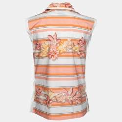 Pre Owned Salvatore Ferragamo Multicolor Printed Cotton Sleeveless Shirt M