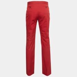 Pre Owned Salvatore Ferragamo Red Stretch Cotton Trousers L
