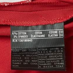 Pre Owned Salvatore Ferragamo Red Stretch Cotton Trousers L