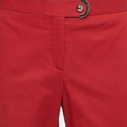 Pre Owned Salvatore Ferragamo Red Stretch Cotton Trousers L