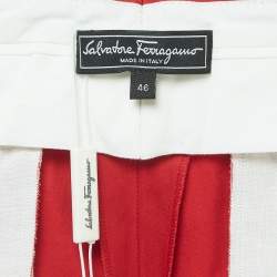 Pre Owned Salvatore Ferragamo Red Stretch Cotton Trousers L