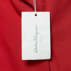 Pre Owned Salvatore Ferragamo Red Stretch Cotton Trousers L