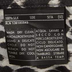 Pre Owned Salvatore Ferragamo Blue Leopard Print Lace Insert Silk Long Sleeve Shirt S