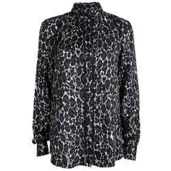 Pre Owned Salvatore Ferragamo Multicolor Printed Silk Ladder Lace Insert Long Sleeve Shirt M