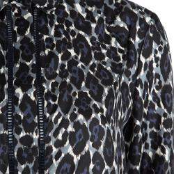 Pre Owned Salvatore Ferragamo Multicolor Printed Silk Ladder Lace Insert Long Sleeve Shirt M