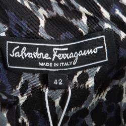 Pre Owned Salvatore Ferragamo Multicolor Printed Silk Ladder Lace Insert Long Sleeve Shirt M