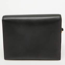 Pre Owned Salvatore Ferragamo Black Leather Trifolio Flap Shoulder Bag