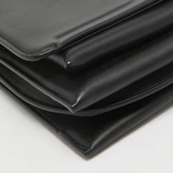 Pre Owned Salvatore Ferragamo Black Leather Trifolio Flap Shoulder Bag