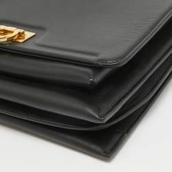 Pre Owned Salvatore Ferragamo Black Leather Trifolio Flap Shoulder Bag