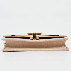 Pre Owned Salvatore Ferragamo Beige Leather Gancini Business Card Holder