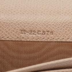 Pre Owned Salvatore Ferragamo Beige Leather Gancini Business Card Holder