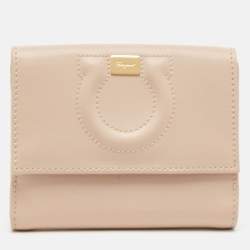 Salvatore Ferragamo Beige Leather City French Wallet