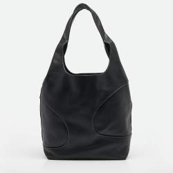 Pre Owned Salvatore Ferragamo Black Leather Cut Out Detail Tote