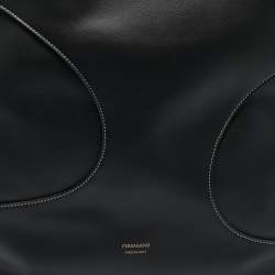 Pre Owned Salvatore Ferragamo Black Leather Cut Out Detail Tote