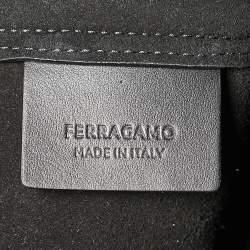 Pre Owned Salvatore Ferragamo Black Leather Cut Out Detail Tote