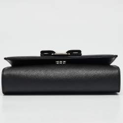 Pre Owned Salvatore Ferragamo Black Leather Vara Bow Chain Bag