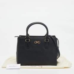 Pre Owned Salvatore Ferragamo Black Leather Beky Tote