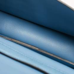 Salvatore Ferragamo Light Blue Leather Gancini Rounded Flap Crossbody Bag