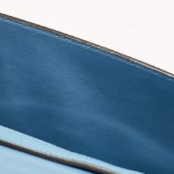 Salvatore Ferragamo Light Blue Leather Gancini Rounded Flap Crossbody Bag