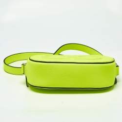 Pre Owned Salvatore Ferragamo Neon Green Leather Double Gancio Crossbody Bag
