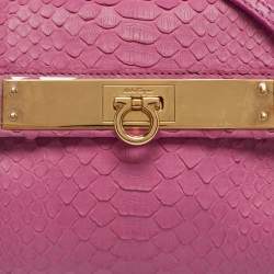 Pre Owned Salvatore Ferragamo Pink Python Mini Sofia Top Handle Bag