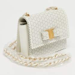 Pre Owned Salvatore Ferragamo White Leather Ginny Crossbody Bag