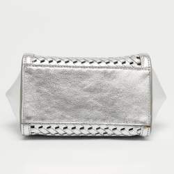 Pre Owned Salvatore Ferragamo Silver Woven Effect Leather Mini Sofia Top Handle Bag