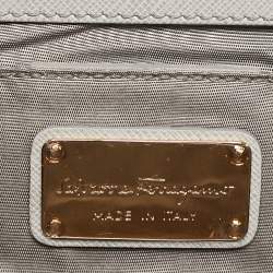 Pre Owned Salvatore Ferragamo Grey Leather Camy Wristlet Clutch