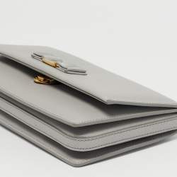 Pre Owned Salvatore Ferragamo Grey Leather Camy Wristlet Clutch