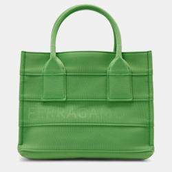 مملوكة مسبقًا Salvatore Ferragamo S Beach Green Canvas Tote Bag