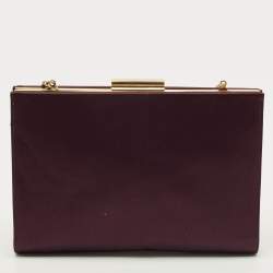 مملوكة مسبقًا Salvatore Ferragamo Purple Satin Frame Chain Clutch