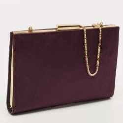 مملوكة مسبقًا Salvatore Ferragamo Purple Satin Frame Chain Clutch