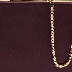 مملوكة مسبقًا Salvatore Ferragamo Purple Satin Frame Chain Clutch