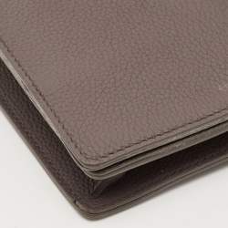 Pre Owned Salvatore Ferragamo Hug Dark Beige Leather Clutch