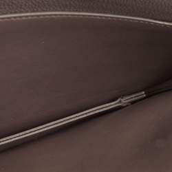 Pre Owned Salvatore Ferragamo Hug Dark Beige Leather Clutch