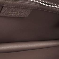 Pre Owned Salvatore Ferragamo Hug Dark Beige Leather Clutch