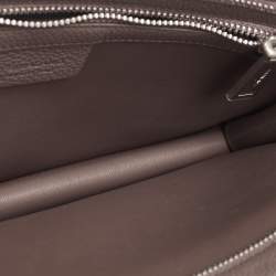 Pre Owned Salvatore Ferragamo Hug Dark Beige Leather Clutch