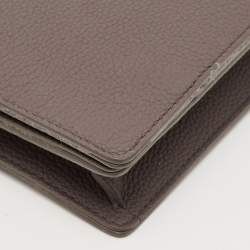 Pre Owned Salvatore Ferragamo Hug Dark Beige Leather Clutch