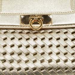 مملوكة مسبقًا Salvatore Ferragamo Metallic Gold Leather Top Handle Bag