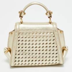 مملوكة مسبقًا Salvatore Ferragamo Metallic Gold Leather Top Handle Bag