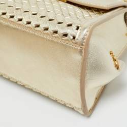 مملوكة مسبقًا Salvatore Ferragamo Metallic Gold Leather Top Handle Bag