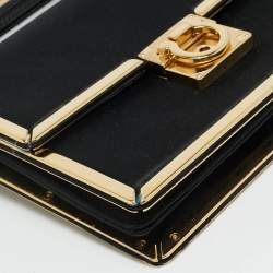 Pre Owned حقيبة سالفاتوري فيراغامو آيلين إطار ساتان أسود سلسلة/حزام