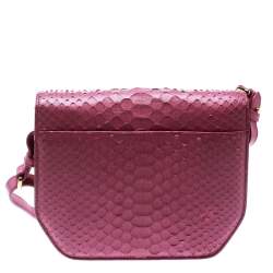 مملوكة مسبقًا حقيبة كتف سالفاتوري فيراغامو جلد ثعبان وردية