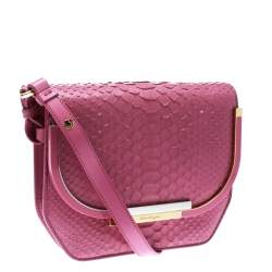 مملوكة مسبقًا حقيبة كتف سالفاتوري فيراغامو جلد ثعبان وردية