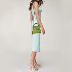 مملوكة مسبقًا حقيبة سالفاتوري فيراغمو بوكسي جلد أخضر بيد علوية