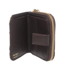 Pre Owned محفظة كومباكت سالفاتورى فيراغامو ثنائية الطية قماش طباعة جانجل متعددة الألوان