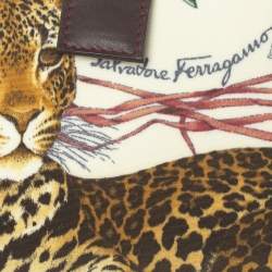 Pre Owned محفظة كومباكت سالفاتورى فيراغامو ثنائية الطية قماش طباعة جانجل متعددة الألوان