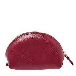 Pre Owned Salvatore Ferragamo Dark Fuchsia Leather Vara Bow Coin Purse