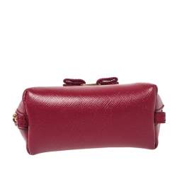 Pre Owned Salvatore Ferragamo Dark Fuchsia Leather Vara Bow Coin Purse