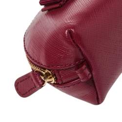 Pre Owned Salvatore Ferragamo Dark Fuchsia Leather Vara Bow Coin Purse